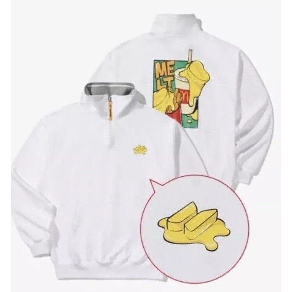 BTS X MCDONALDS Collab LIMITED EDITION The Melting 1/4 Zip White Sweatshirt SZ M